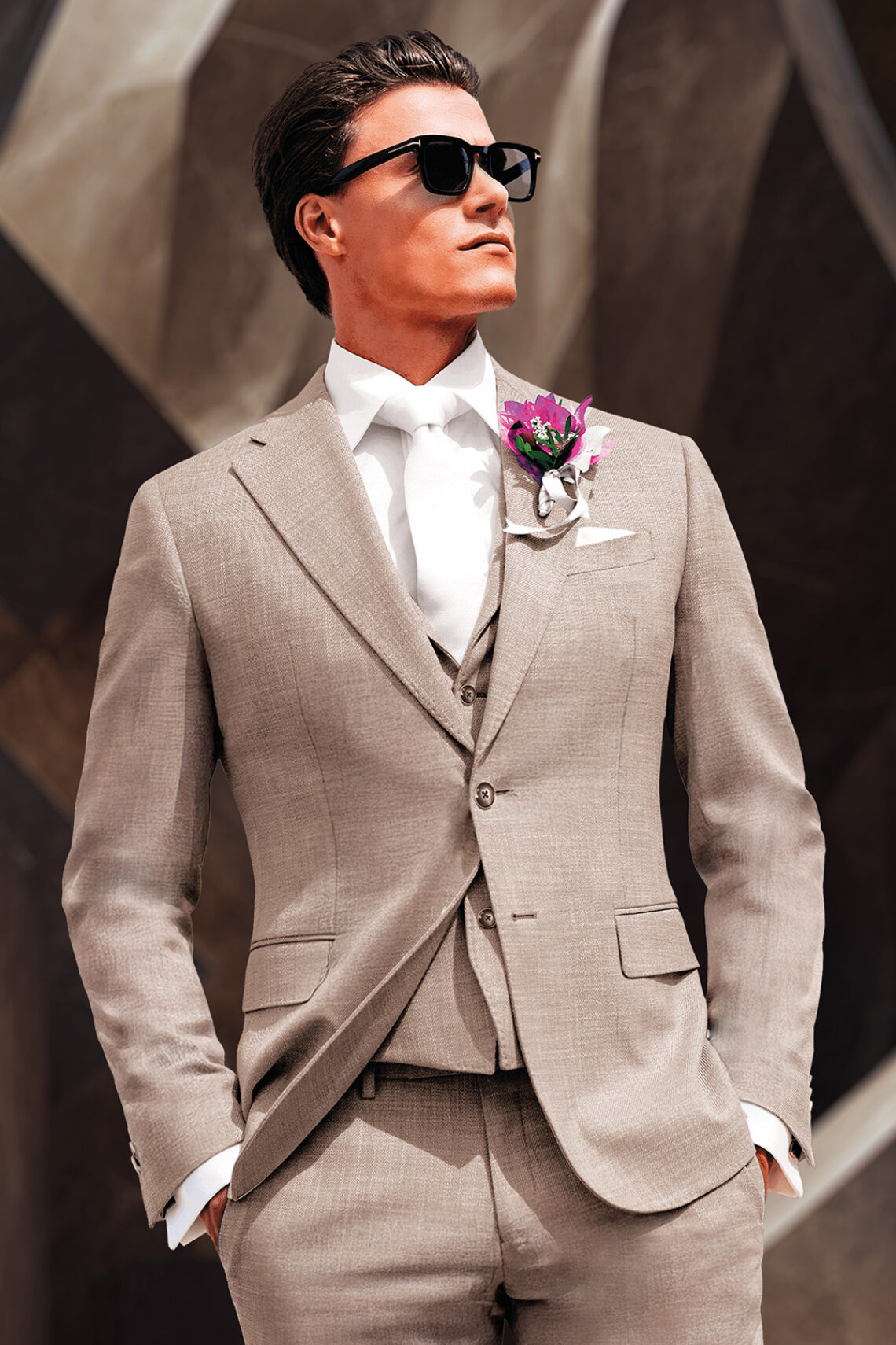 Beige Hochzeitsanzug