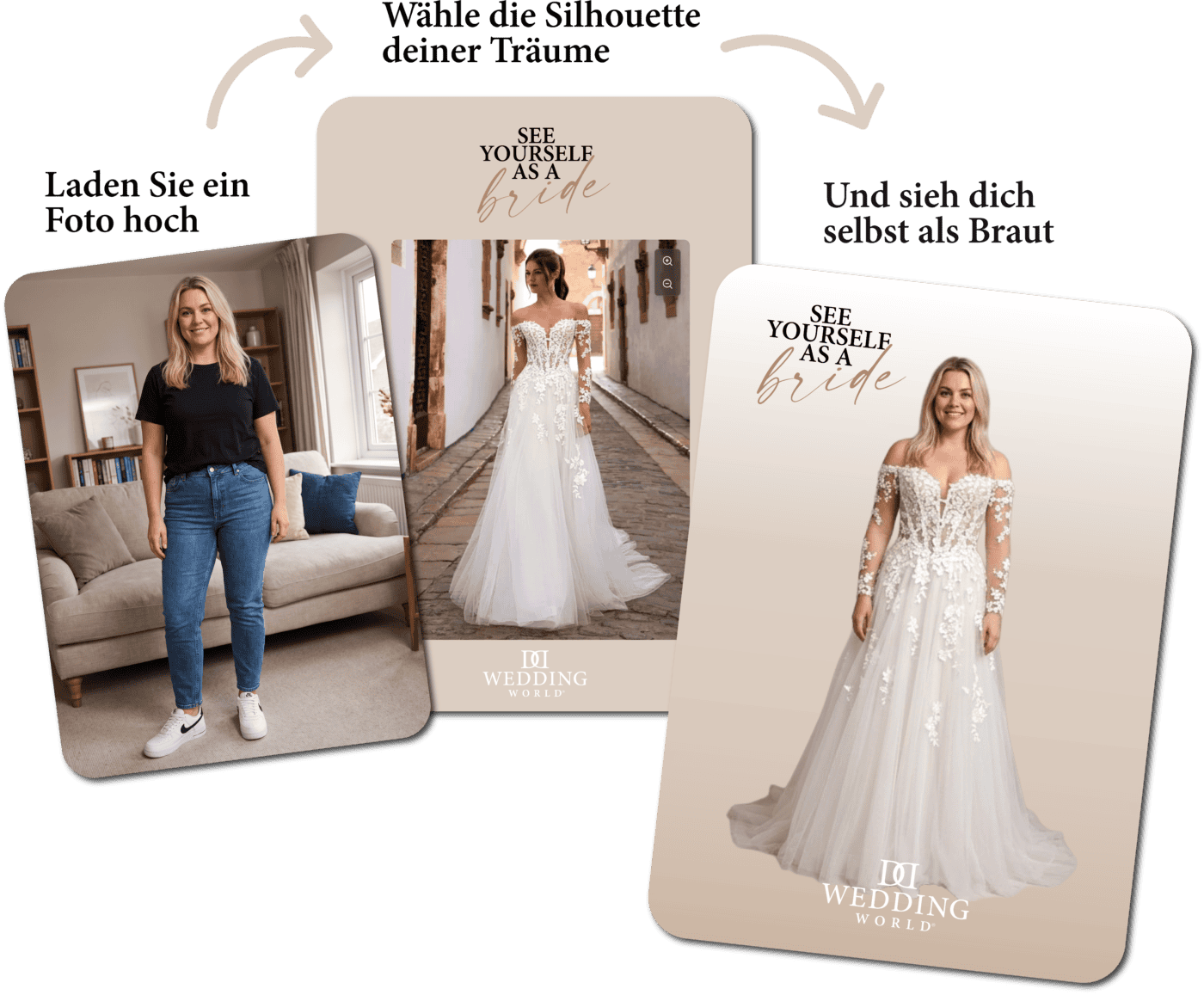 Brautkleid im virtuellen Ankleideraum bei Wedding World.